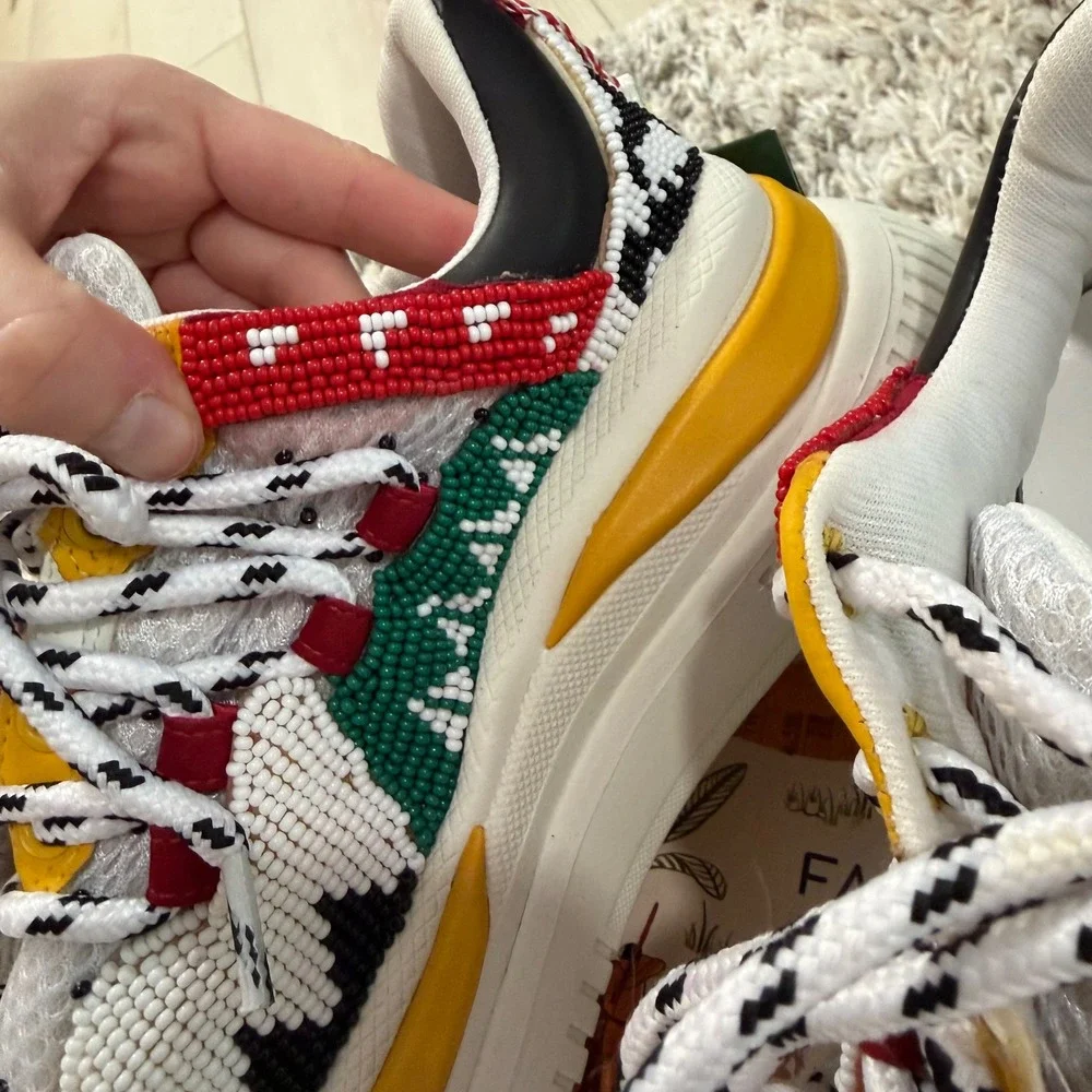 Farm Rio Multi Beaded Platform Sneakers Womens Size 7 Multicolor Boho Maximalist